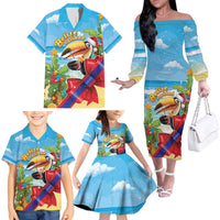 Belize Navidad Christmas Family Matching Off The Shoulder Long Sleeve Dress and Hawaiian Shirt Funny Santa Toucan - Wonder Print Shop