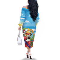 Belize Navidad Christmas Family Matching Off The Shoulder Long Sleeve Dress and Hawaiian Shirt Funny Santa Toucan - Wonder Print Shop