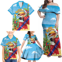 Belize Navidad Christmas Family Matching Off Shoulder Maxi Dress and Hawaiian Shirt Funny Santa Toucan - Wonder Print Shop
