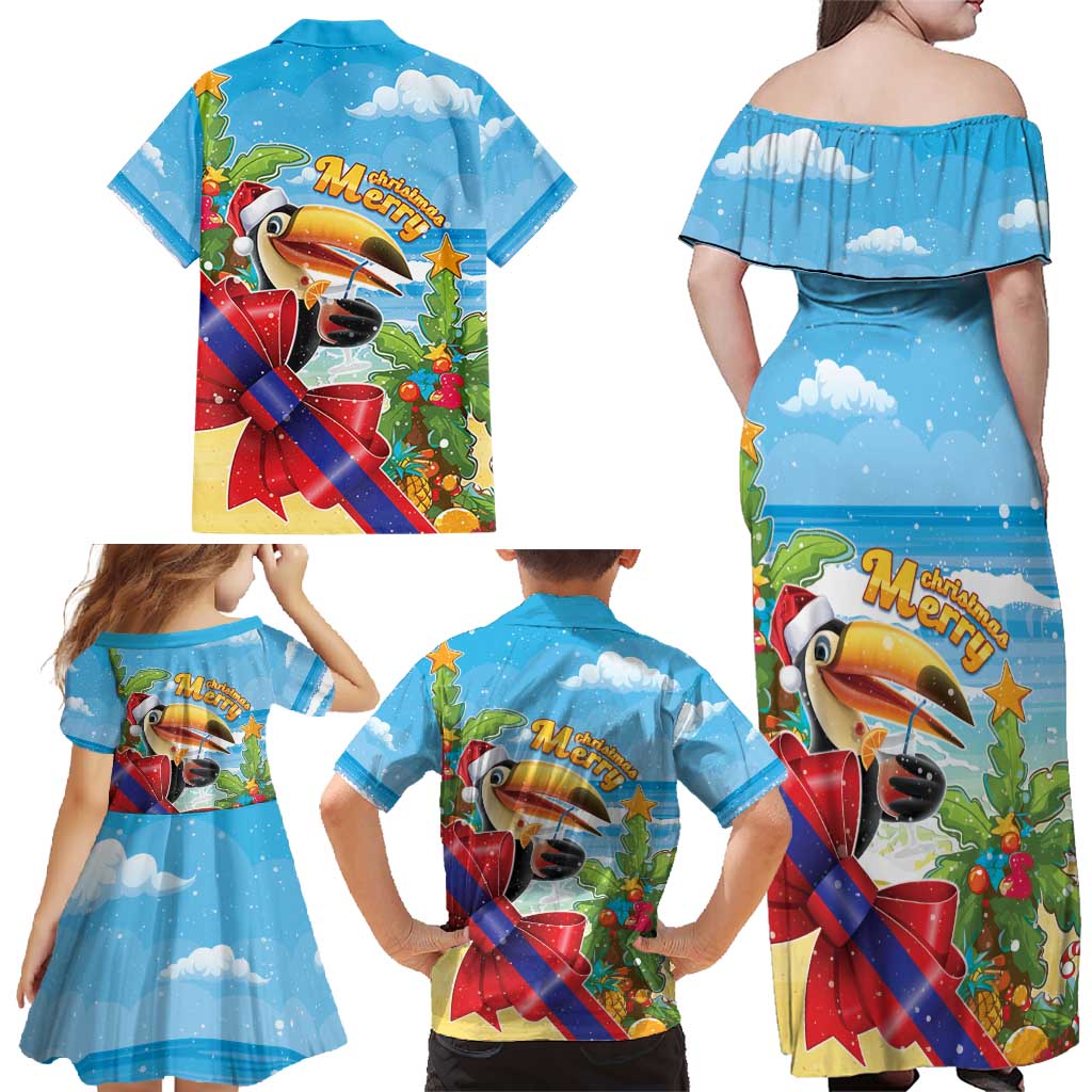 Belize Navidad Christmas Family Matching Off Shoulder Maxi Dress and Hawaiian Shirt Funny Santa Toucan - Wonder Print Shop