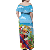 Belize Navidad Christmas Family Matching Off Shoulder Maxi Dress and Hawaiian Shirt Funny Santa Toucan - Wonder Print Shop