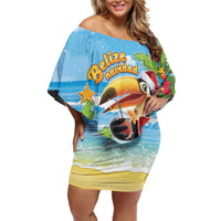 Belize Navidad Christmas Family Matching Off Shoulder Short Dress and Hawaiian Shirt Funny Santa Toucan - Wonder Print Shop