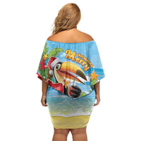 Belize Navidad Christmas Family Matching Off Shoulder Short Dress and Hawaiian Shirt Funny Santa Toucan - Wonder Print Shop