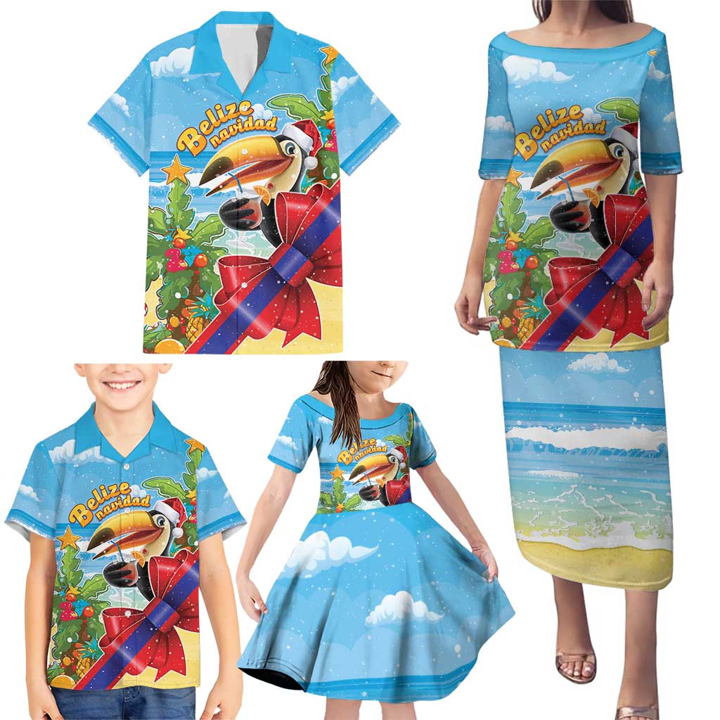 Belize Navidad Christmas Family Matching Puletasi and Hawaiian Shirt Funny Santa Toucan - Wonder Print Shop