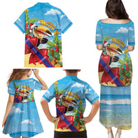Belize Navidad Christmas Family Matching Puletasi and Hawaiian Shirt Funny Santa Toucan - Wonder Print Shop