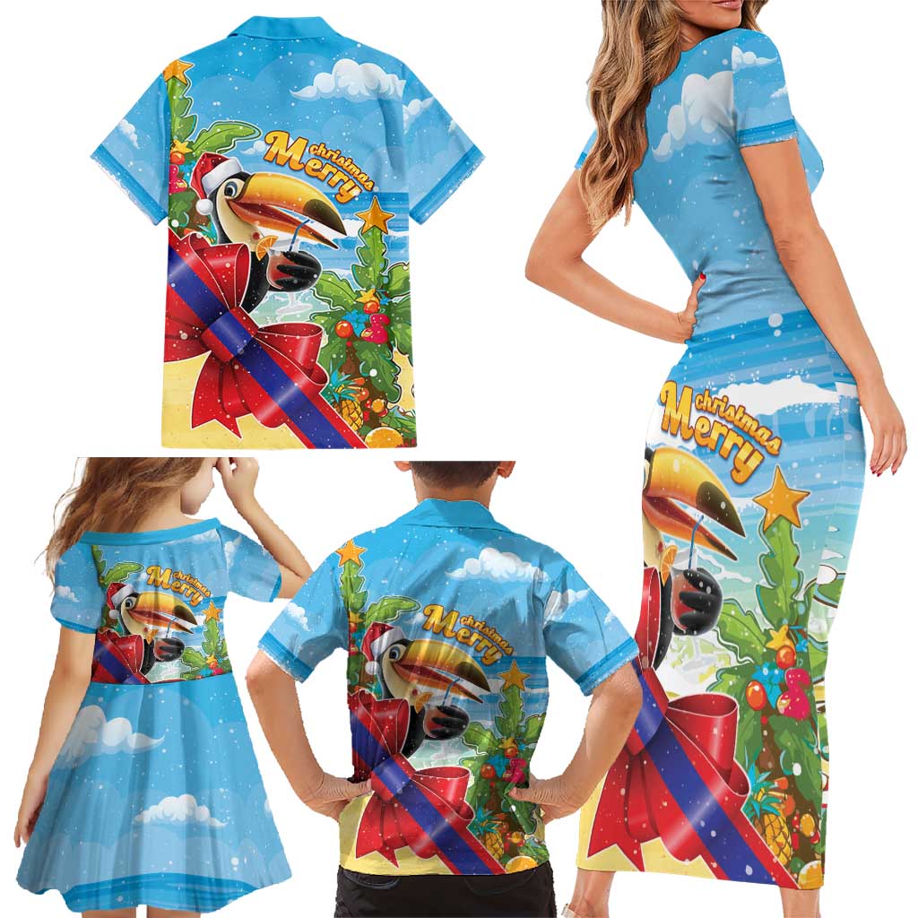 Belize Navidad Christmas Family Matching Short Sleeve Bodycon Dress and Hawaiian Shirt Funny Santa Toucan - Wonder Print Shop