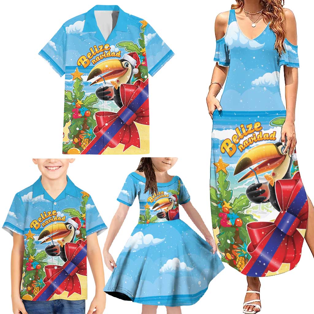 Belize Navidad Christmas Family Matching Summer Maxi Dress and Hawaiian Shirt Funny Santa Toucan - Wonder Print Shop