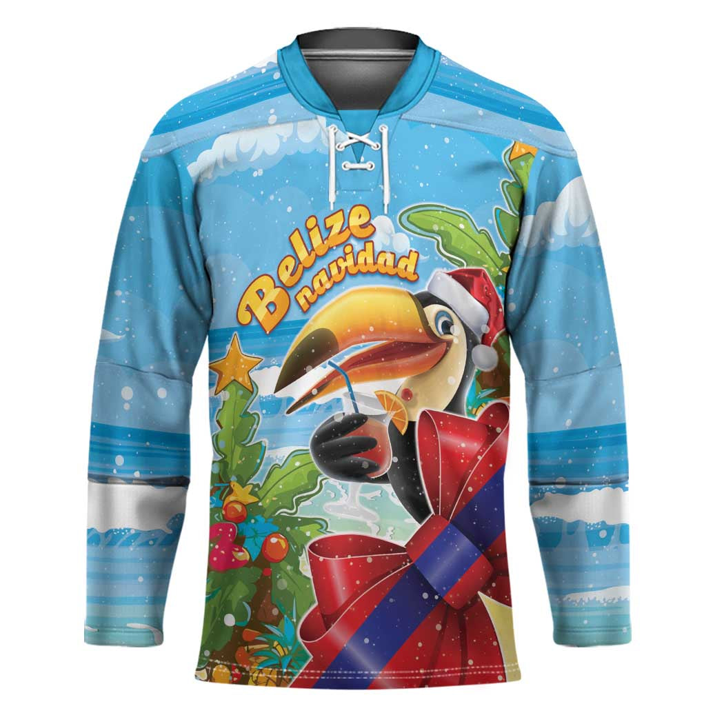 Belize Navidad Christmas Hockey Jersey Funny Santa Toucan - Wonder Print Shop