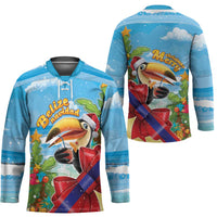 Belize Navidad Christmas Hockey Jersey Funny Santa Toucan - Wonder Print Shop