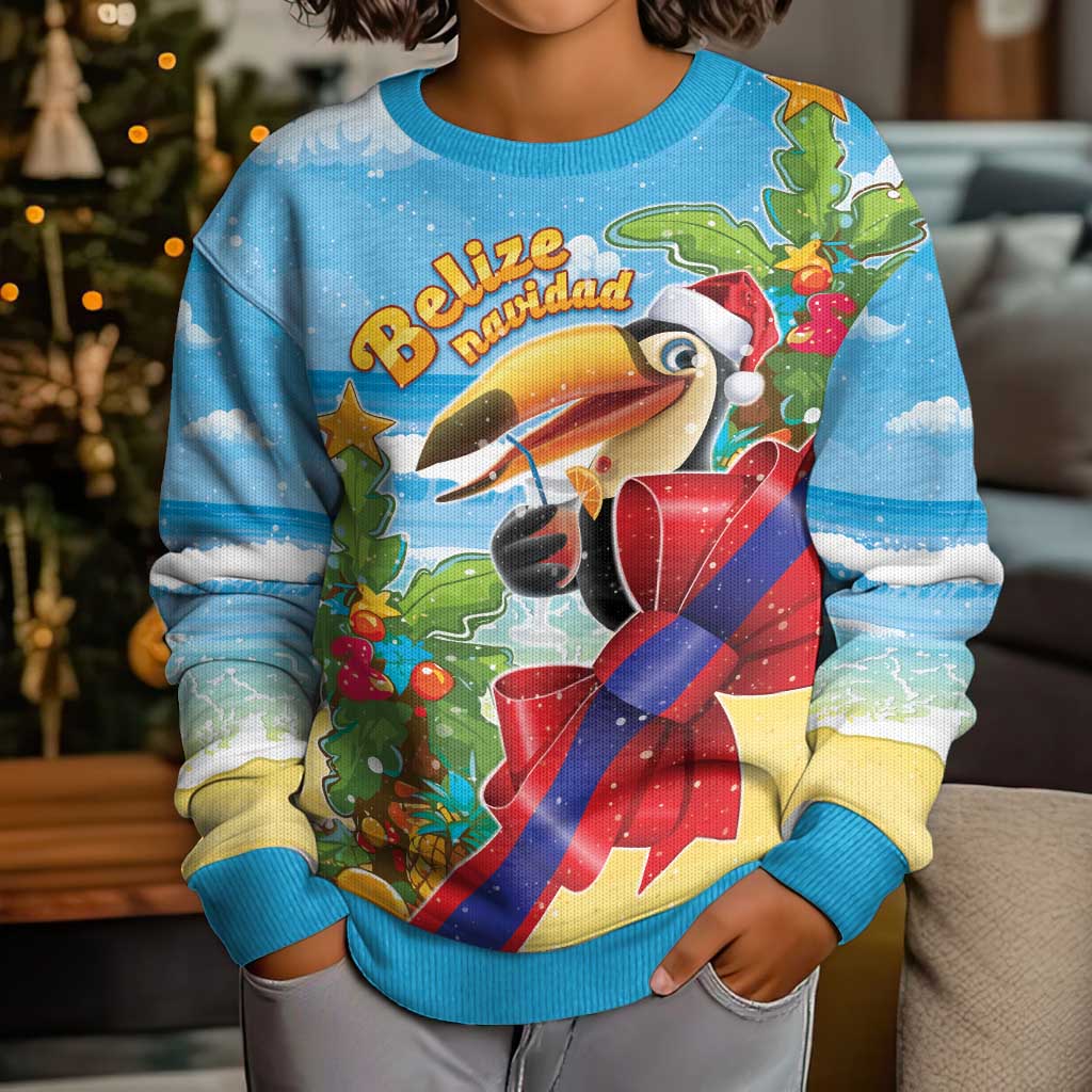 Belize Navidad Christmas Kid Ugly Christmas Sweater Funny Santa Toucan - Wonder Print Shop