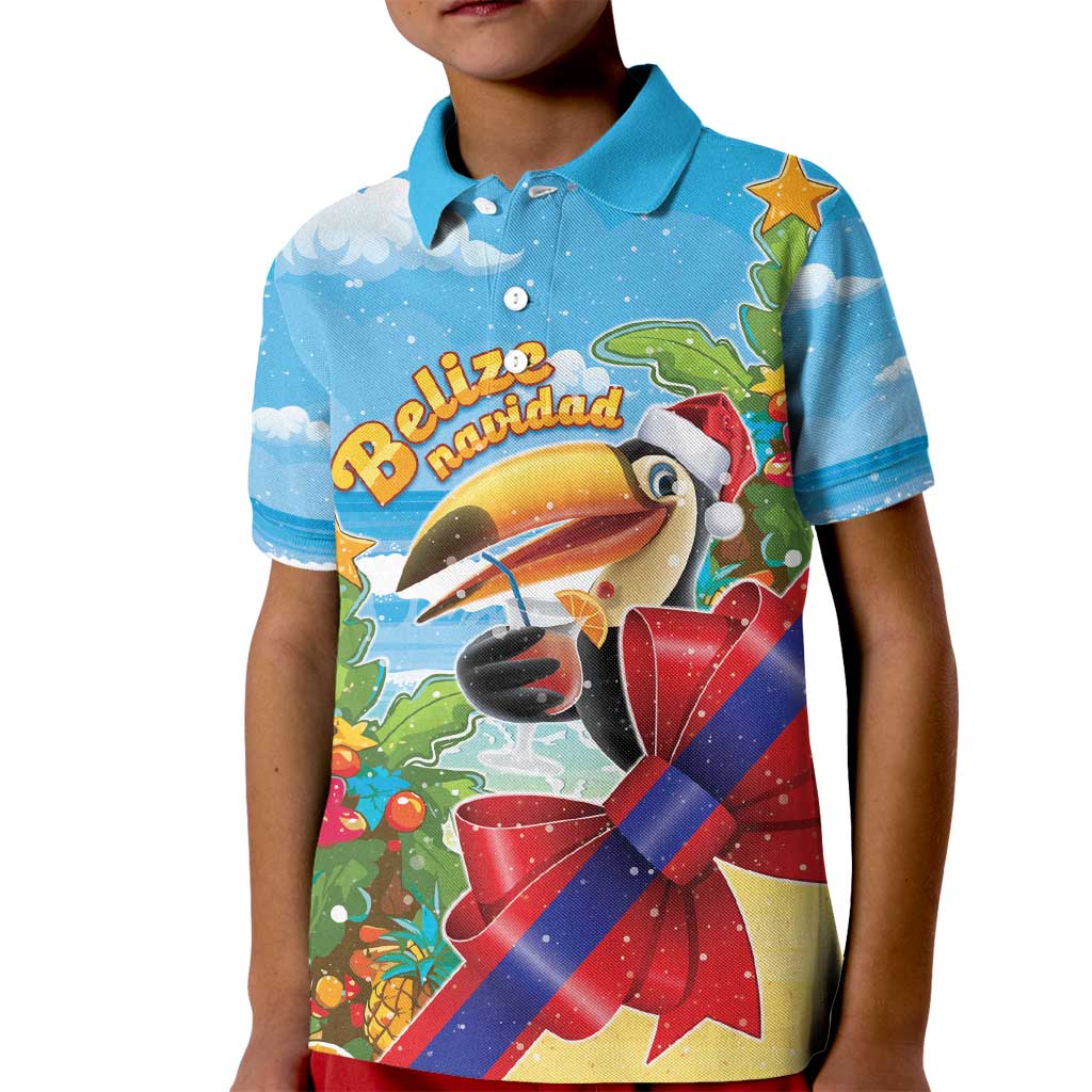 Belize Navidad Christmas Kid Polo Shirt Funny Santa Toucan - Wonder Print Shop