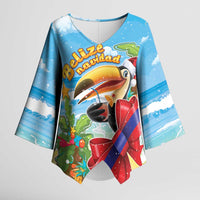 Belize Navidad Christmas Kimono Sleeve Blouse Funny Santa Toucan - Wonder Print Shop