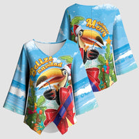 Belize Navidad Christmas Kimono Sleeve Blouse Funny Santa Toucan - Wonder Print Shop