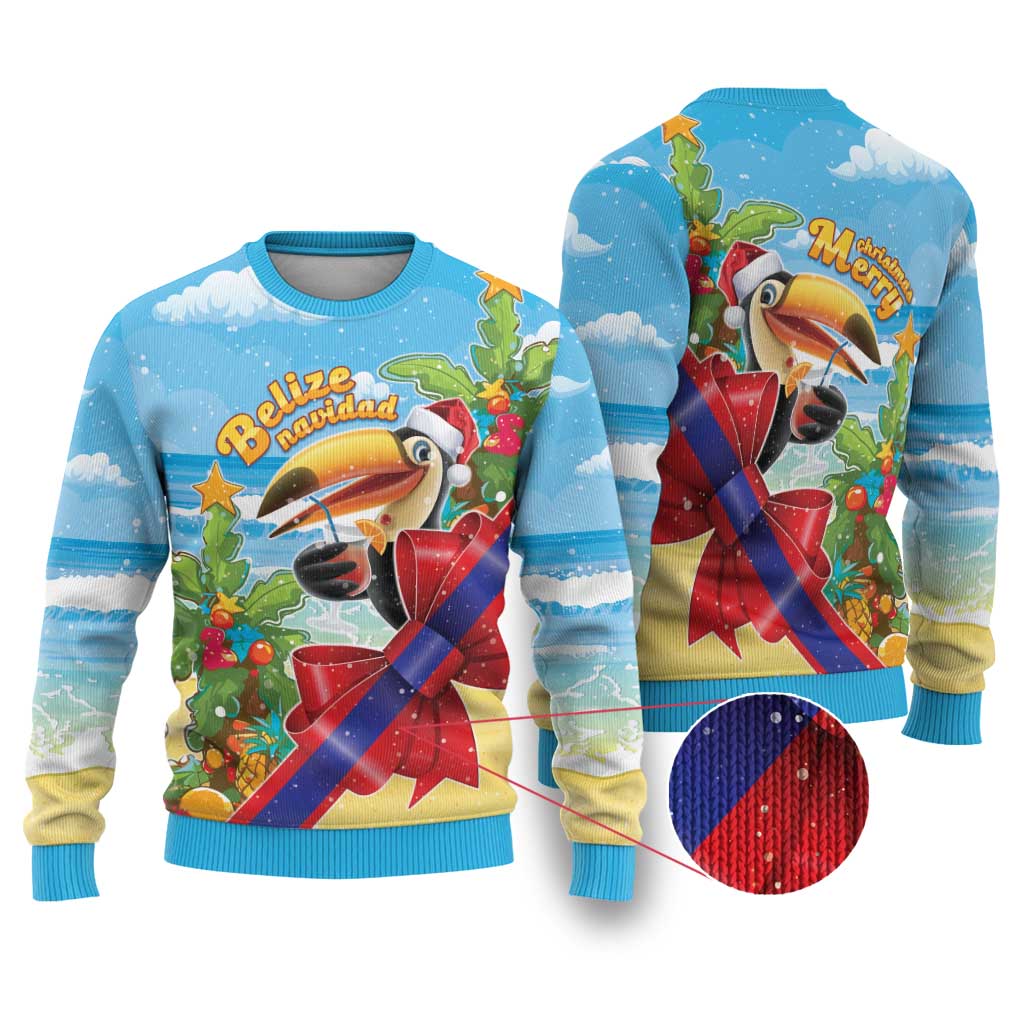 Belize Navidad Christmas Ugly Christmas Sweater Funny Santa Toucan - Wonder Print Shop