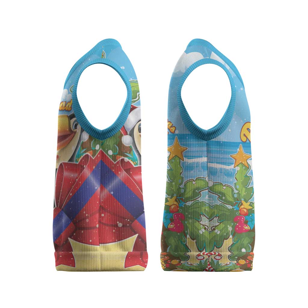 Belize Navidad Christmas Knitted V-Neck Vest Funny Santa Toucan - Wonder Print Shop
