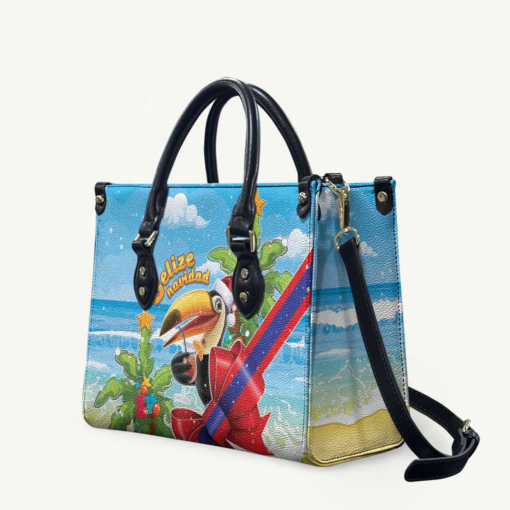 Belize Navidad Christmas Leather Bag Funny Santa Toucan - Wonder Print Shop