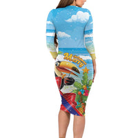 Belize Navidad Christmas Long Sleeve Bodycon Dress Funny Santa Toucan - Wonder Print Shop