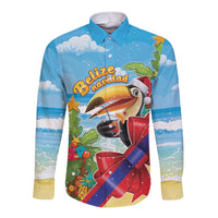 Belize Navidad Christmas Long Sleeve Button Shirt Funny Santa Toucan - Wonder Print Shop