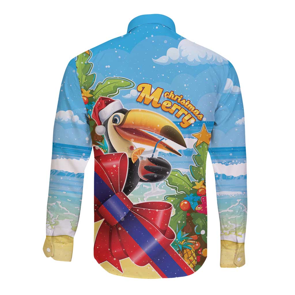 Belize Navidad Christmas Long Sleeve Button Shirt Funny Santa Toucan - Wonder Print Shop