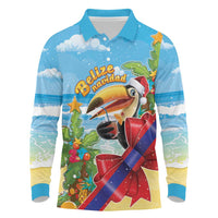 Belize Navidad Christmas Long Sleeve Polo Shirt Funny Santa Toucan - Wonder Print Shop
