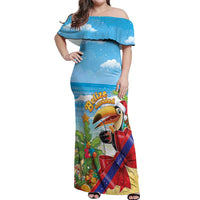 Belize Navidad Christmas Off Shoulder Maxi Dress Funny Santa Toucan - Wonder Print Shop
