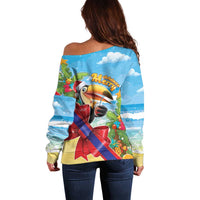 Belize Navidad Christmas Off Shoulder Sweater Funny Santa Toucan - Wonder Print Shop