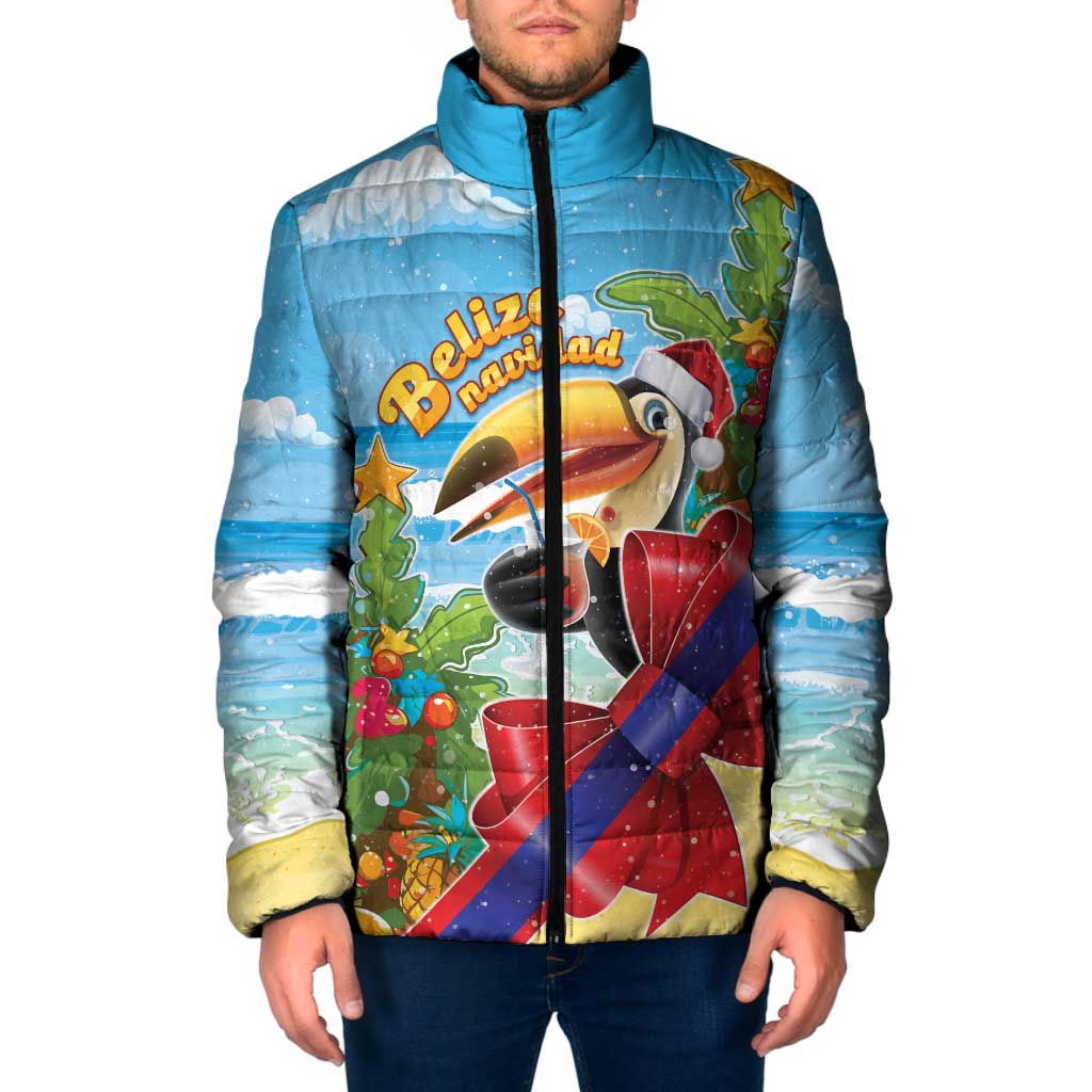 Belize Navidad Christmas Padded Jacket Funny Santa Toucan - Wonder Print Shop