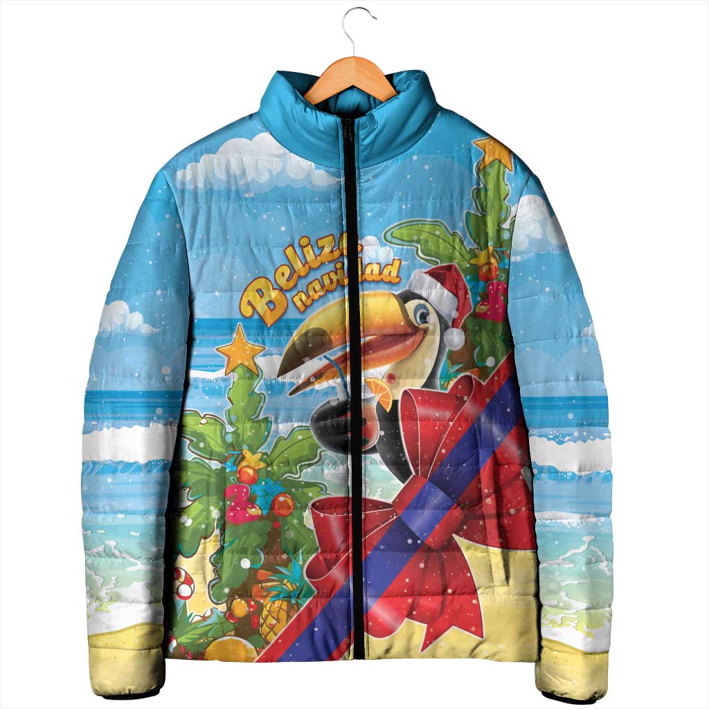 Belize Navidad Christmas Padded Jacket Funny Santa Toucan - Wonder Print Shop