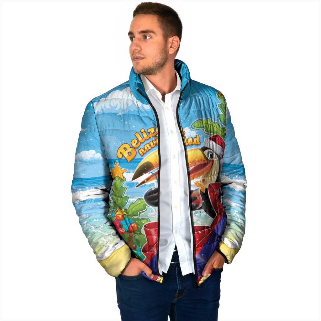 Belize Navidad Christmas Padded Jacket Funny Santa Toucan - Wonder Print Shop