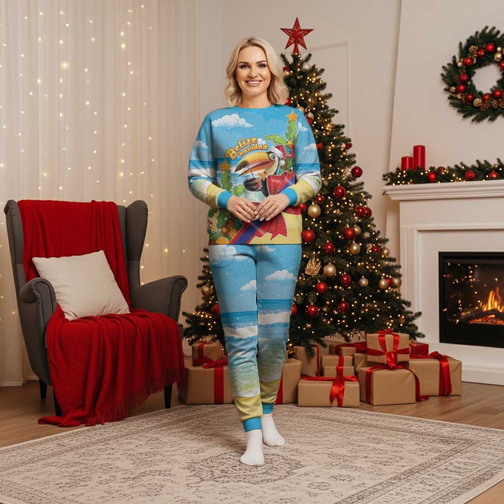 Belize Navidad Christmas Pajama Set Funny Santa Toucan - Wonder Print Shop