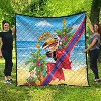 Belize Navidad Christmas Quilt Funny Santa Toucan - Wonder Print Shop