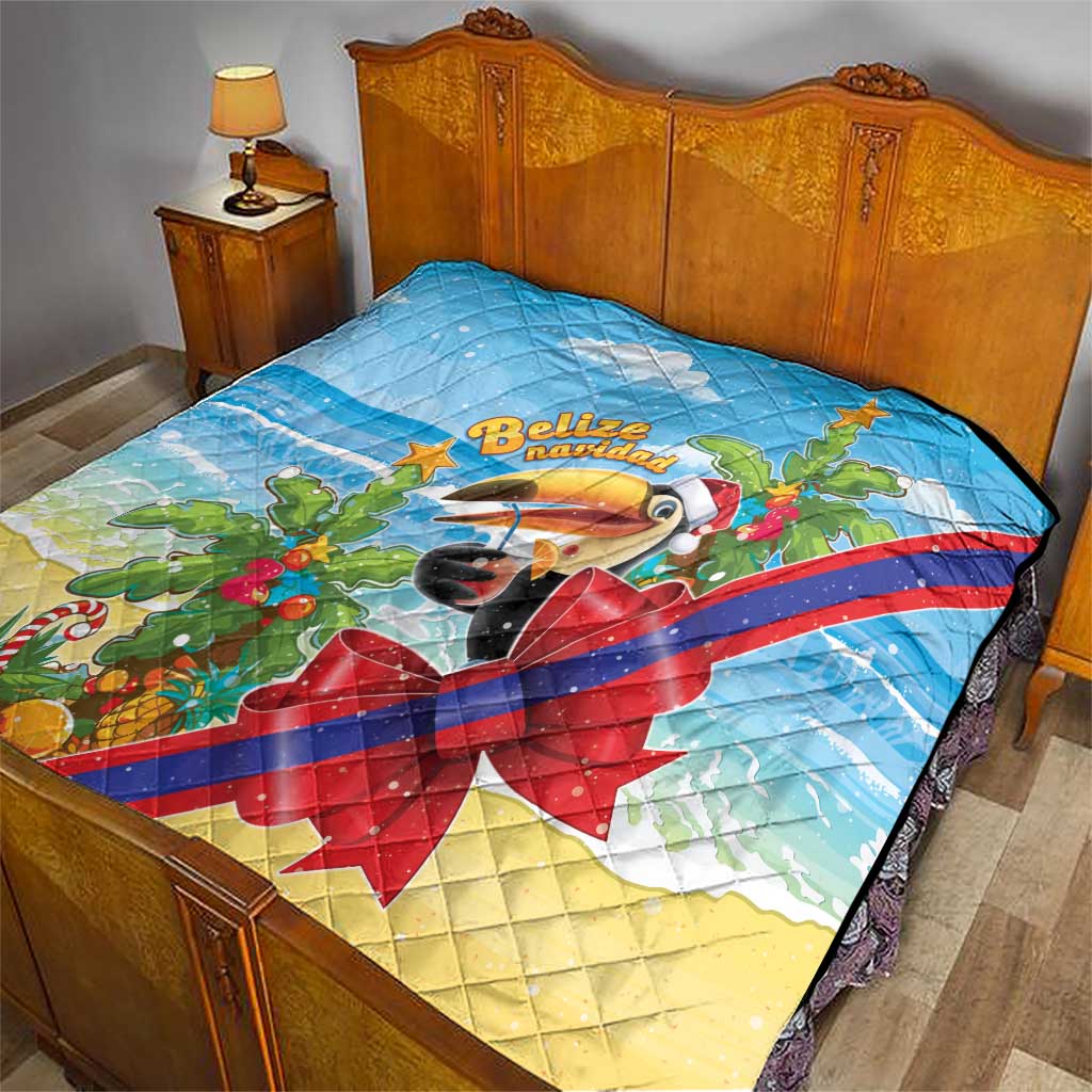 Belize Navidad Christmas Quilt Funny Santa Toucan - Wonder Print Shop