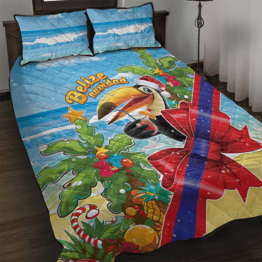 Belize Navidad Christmas Quilt Bed Set Funny Santa Toucan - Wonder Print Shop