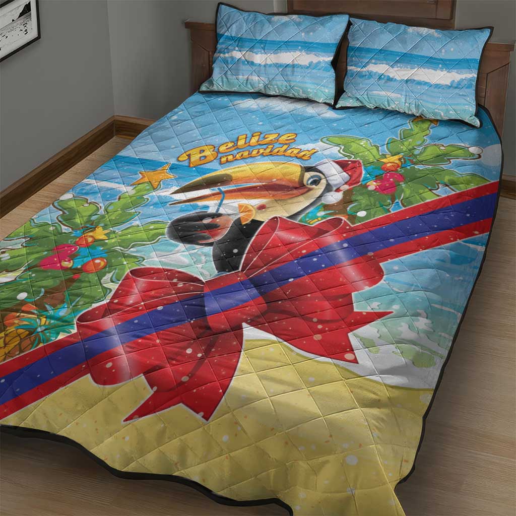 Belize Navidad Christmas Quilt Bed Set Funny Santa Toucan - Wonder Print Shop