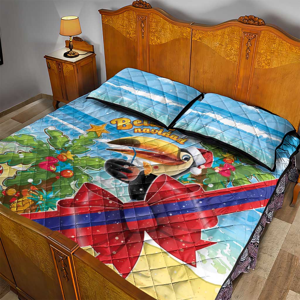 Belize Navidad Christmas Quilt Bed Set Funny Santa Toucan - Wonder Print Shop