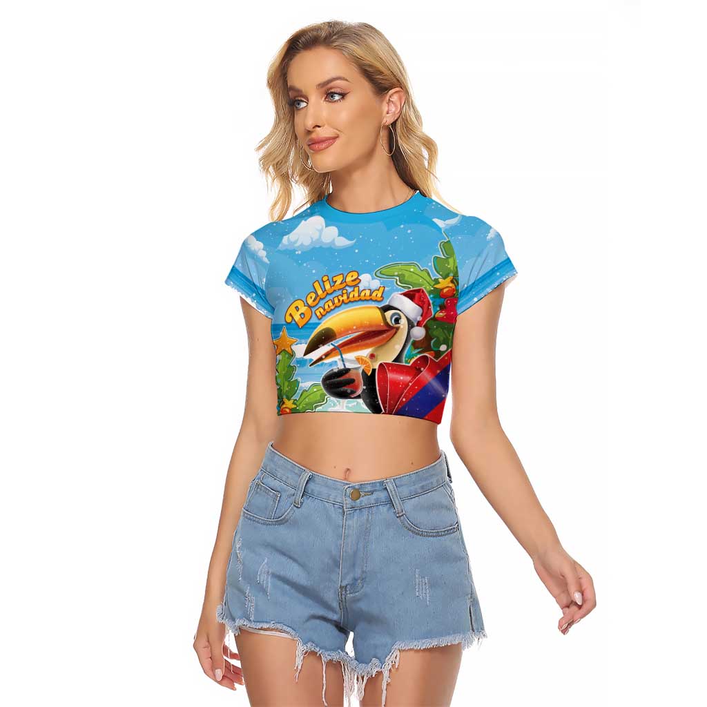 Belize Navidad Christmas Raglan Cropped T Shirt Funny Santa Toucan - Wonder Print Shop