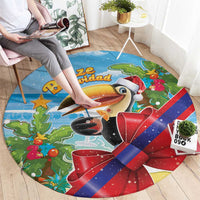 Belize Navidad Christmas Round Carpet Funny Santa Toucan - Wonder Print Shop