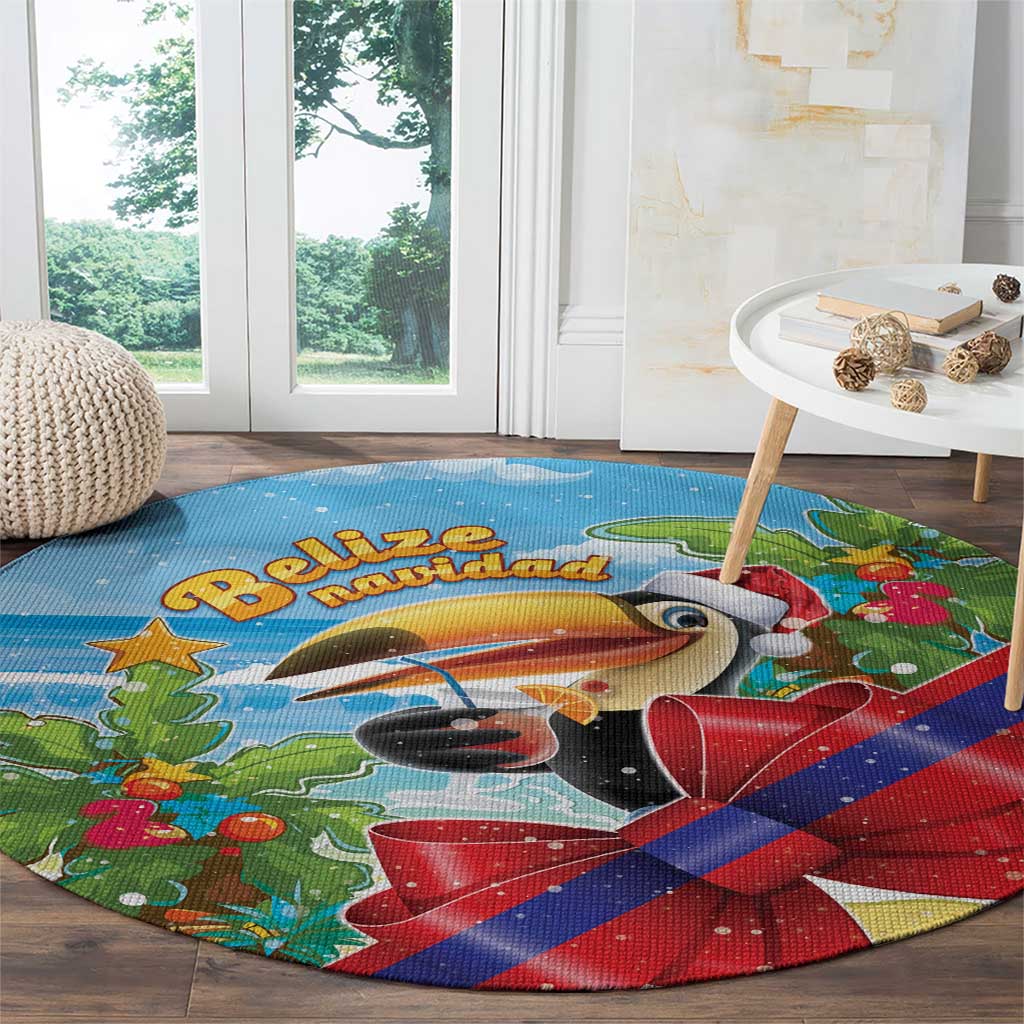 Belize Navidad Christmas Round Carpet Funny Santa Toucan - Wonder Print Shop