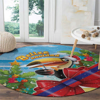 Belize Navidad Christmas Round Carpet Funny Santa Toucan - Wonder Print Shop