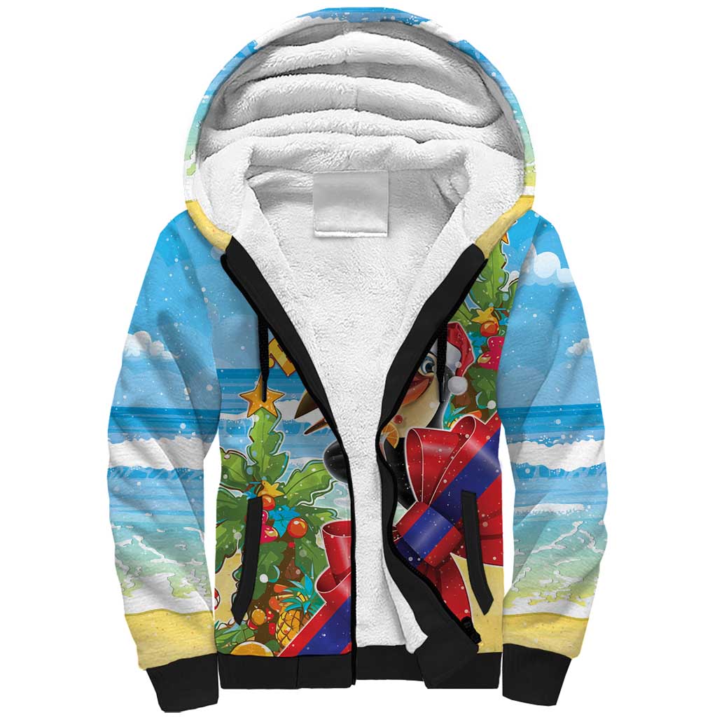 Belize Navidad Christmas Sherpa Hoodie Funny Santa Toucan - Wonder Print Shop