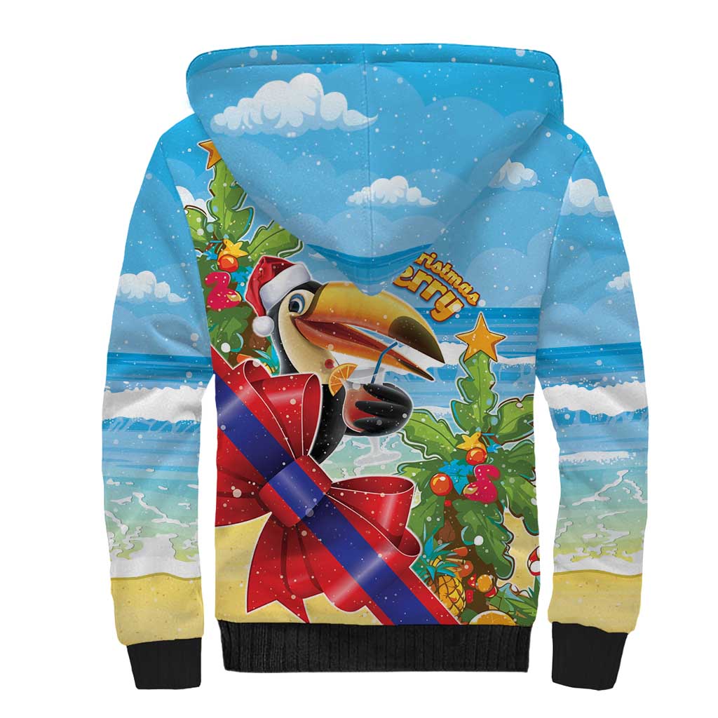 Belize Navidad Christmas Sherpa Hoodie Funny Santa Toucan - Wonder Print Shop