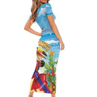 Belize Navidad Christmas Short Sleeve Bodycon Dress Funny Santa Toucan - Wonder Print Shop