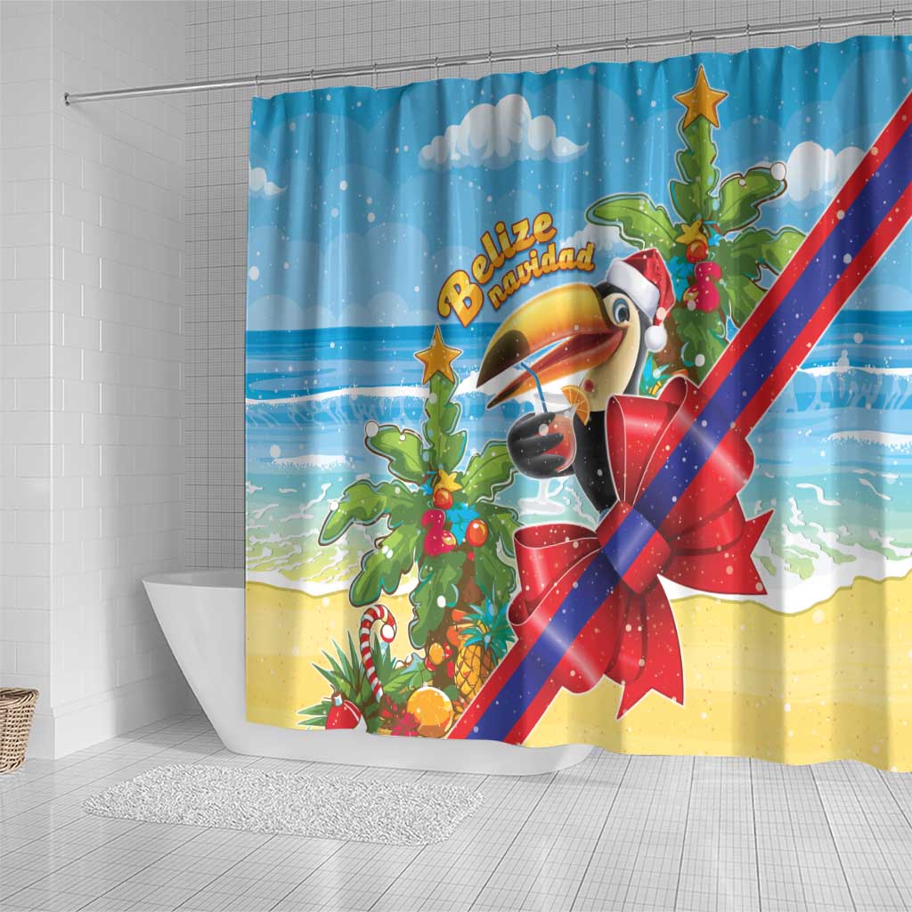 Belize Navidad Christmas Shower Curtain Funny Santa Toucan - Wonder Print Shop