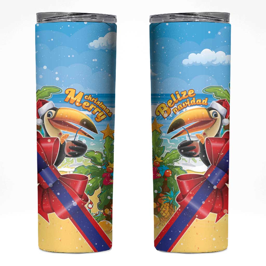 Belize Navidad Christmas Skinny Tumbler Funny Santa Toucan - Wonder Print Shop