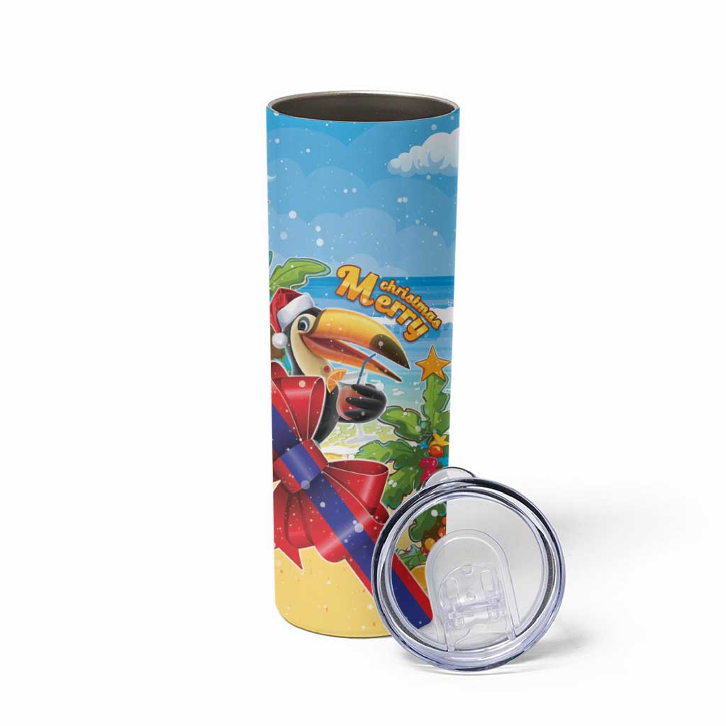 Belize Navidad Christmas Skinny Tumbler Funny Santa Toucan - Wonder Print Shop