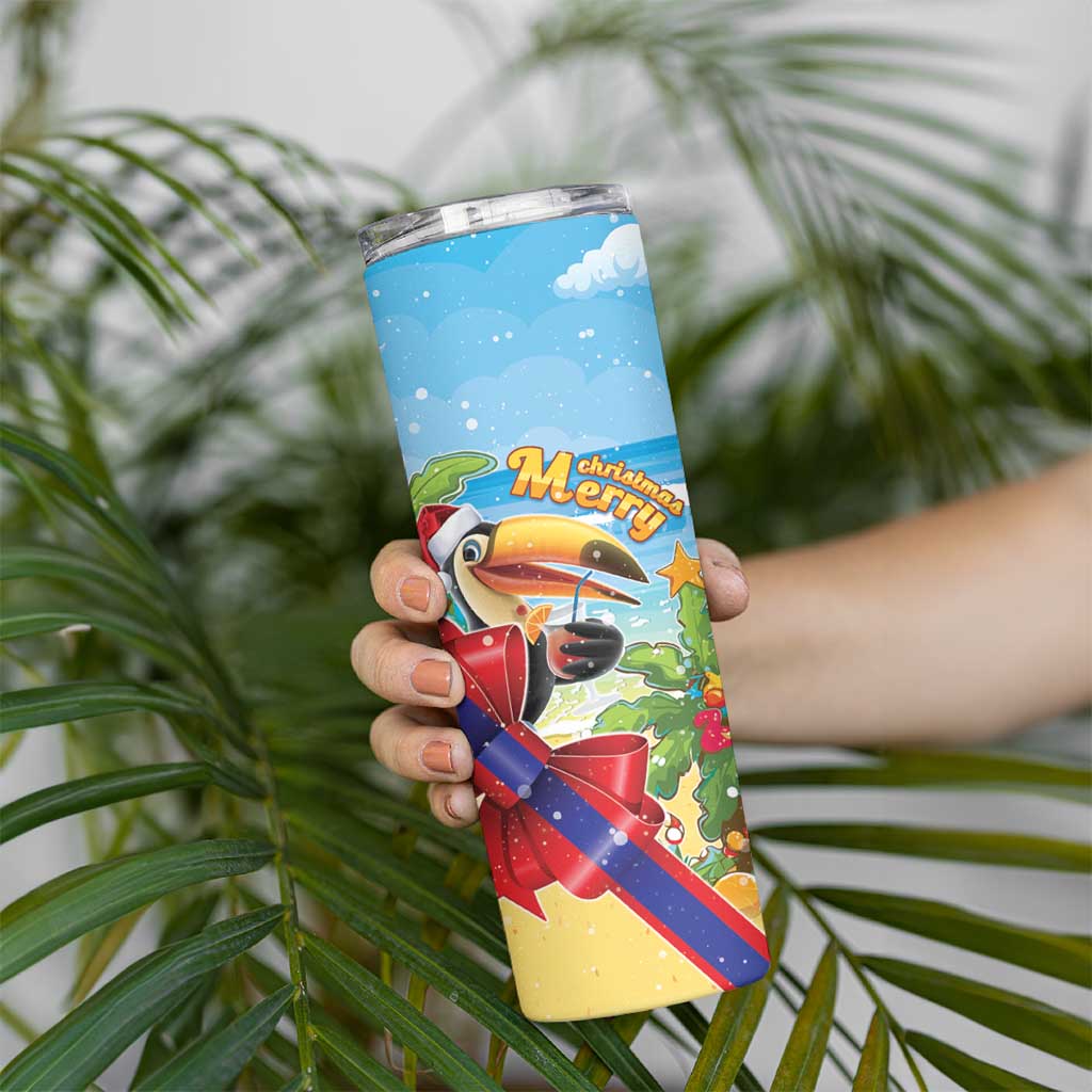 Belize Navidad Christmas Skinny Tumbler Funny Santa Toucan - Wonder Print Shop