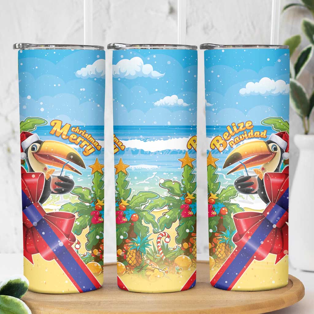 Belize Navidad Christmas Skinny Tumbler Funny Santa Toucan - Wonder Print Shop