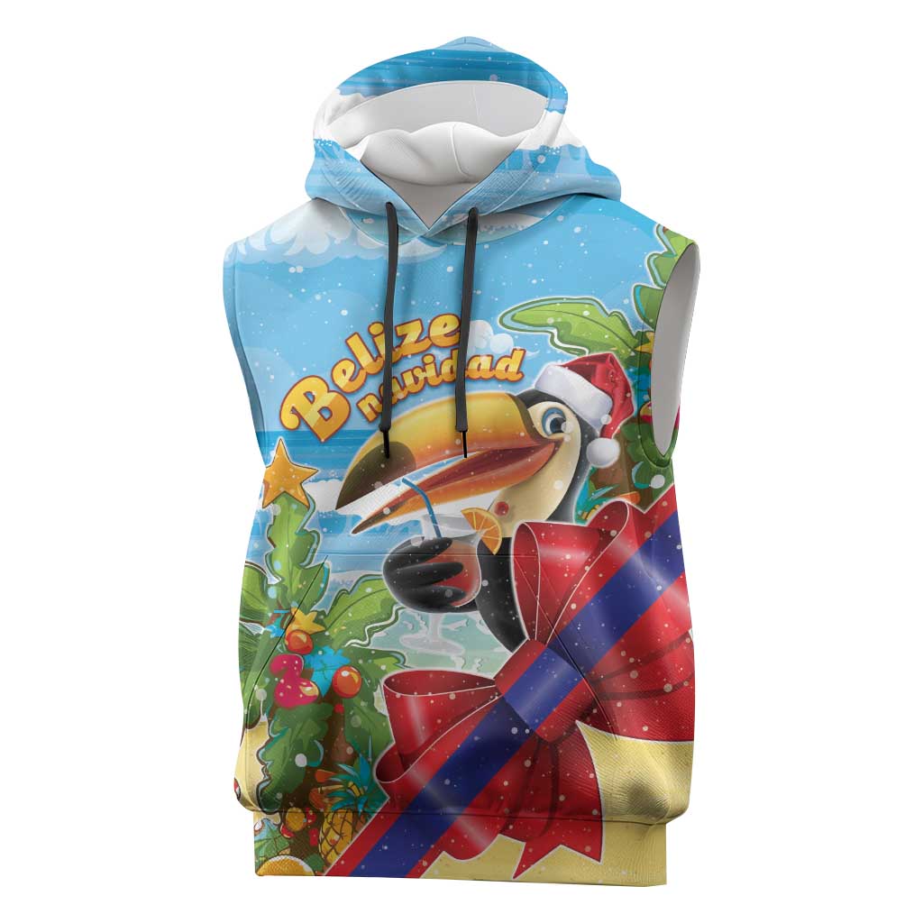 Belize Navidad Christmas Sleeveless Hoodie Funny Santa Toucan - Wonder Print Shop