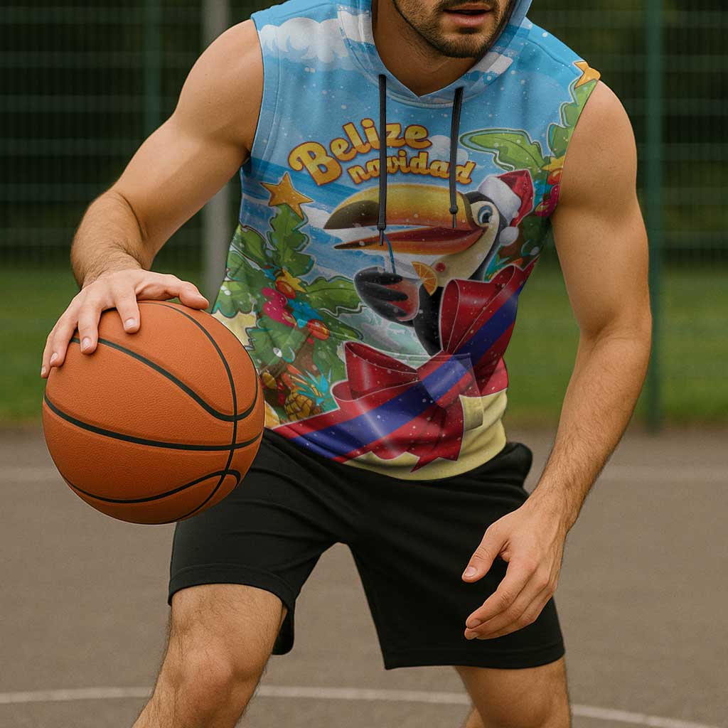 Belize Navidad Christmas Sleeveless Hoodie Funny Santa Toucan - Wonder Print Shop