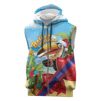 Belize Navidad Christmas Sleeveless Zip Hoodie Funny Santa Toucan - Wonder Print Shop